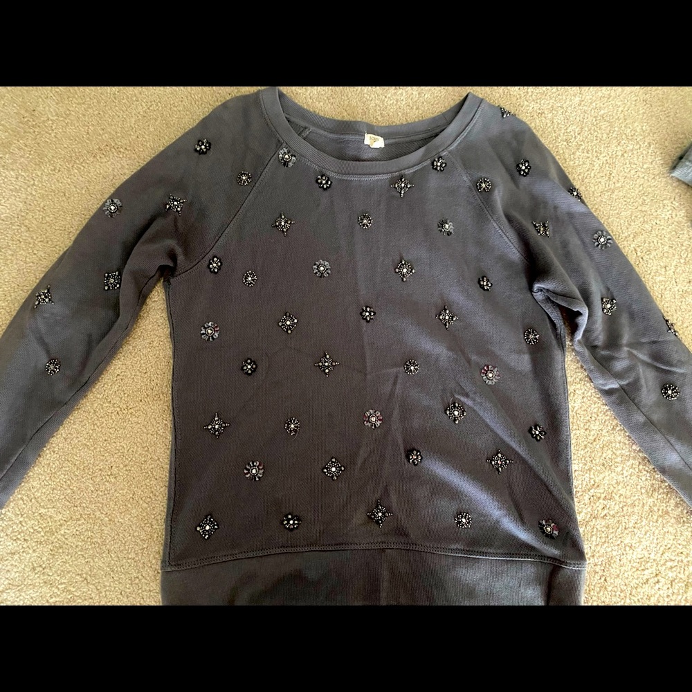 JCrew Womens Jeweled Sweatshirt Size Small